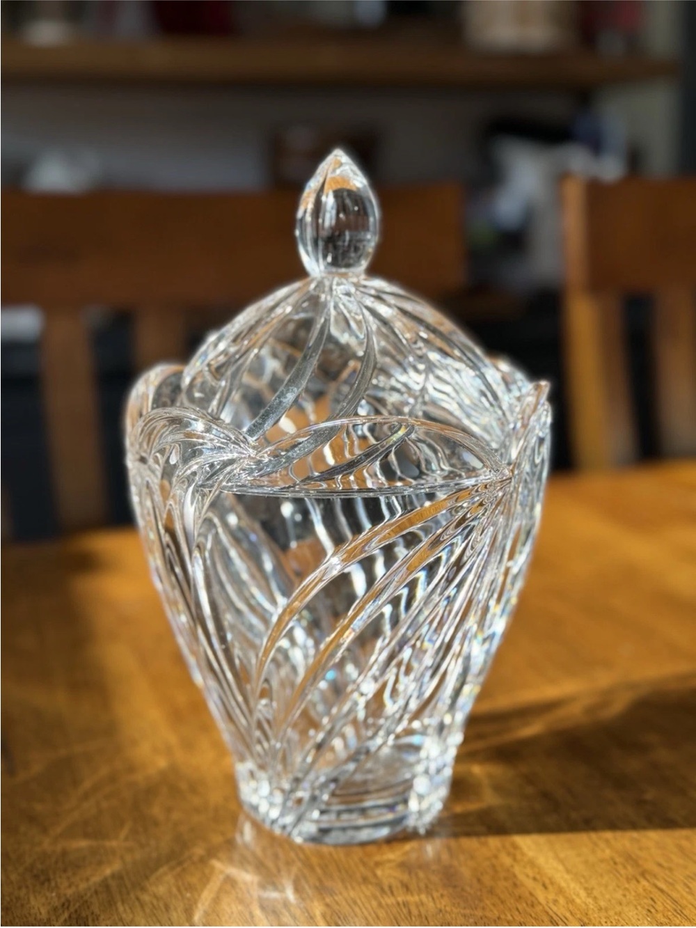 Vintage Lenox Crystal Arctic Bloom Collection Biscuit Barrel 11” Bowl Candy Dish